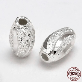 Perles ovales en argent sterling texturées 925 de taille fantaisie