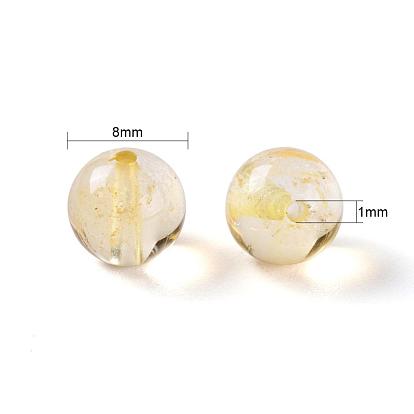 100pcs 8mm perles rondes en citrine naturelle, avec fil de cristal élastique 10m, pour les kits de fabrication de bracelets extensibles bricolage