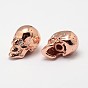 Crâne micro cuivres ouvrent perles cubes de zircone, sans cadmium et sans nickel et sans plomb, 13x9x11mm, trou: 1 mm et 3 mm