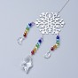 Crystals Chandelier Suncatchers Prisms Chakra Hanging Pendant, with Iron Cable Chains, Glass Beads and Brass Pendants, Snowflake & Moon & Star
