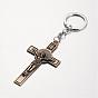 Porte-clés en alliage croix crucifix, avec la chaîne et anneaux de fer, pour Pâques