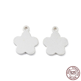 925 Sterling Silver Charms, Blank Flower