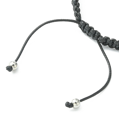 Handmade Polymer Clay Rhinestone Beads Braided Bead Bracelets, Adjustable Waxed Polyester Cord Bracelets for Women