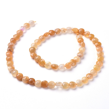 Natural Aventurine Beads Strands, Faceted, Flat Round