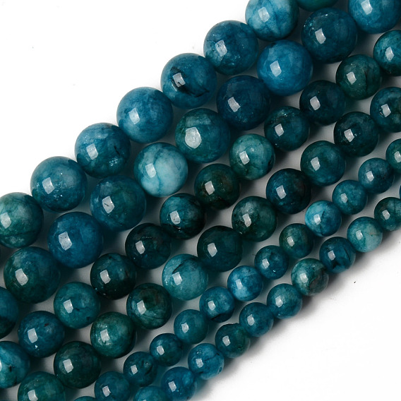 Perles naturelles de quartz brins, teints et chauffée, imitation apatite, ronde