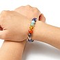 Chakra Gemstone Beaded Stretch Bracelets, with Rondelle 304 Stainless Steel Spacer Beads