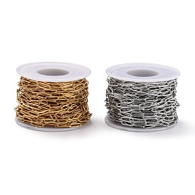 304 Stainless Steel Paperclip Chains, with Spool, Soldered