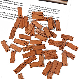 Etiquetas de madera rectangulares irregulares, etiqueta en relieve hecha a mano, con agujeros, para jeans de bricolaje, , , accesorios de sombrero