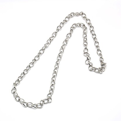 Fashionable 304 Stainless Steel Side Twisted Chain Necklaces, with Lobster Claw Clasps, 21 inch~22 inch(533~559mm)x6mm