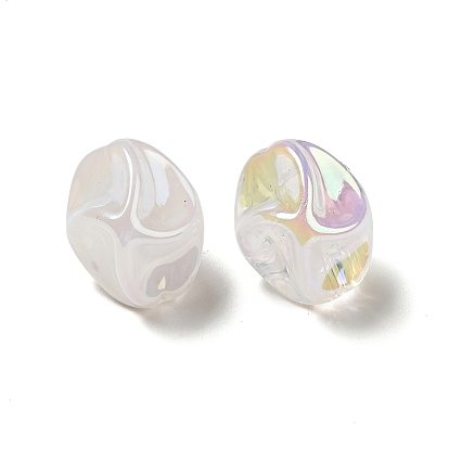 Placage uv perles acryliques irisées arc-en-ciel, nuggets