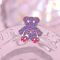 Alfileres de esmalte, lindo broche de dibujos animados, Regalo de cumpleaños de niña osito de peluche púrpura brillante