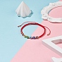 Bracelet de perles tressées rondes mauvais œil au chalumeau, bracelet réglable pour femme