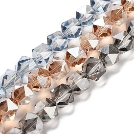 Electroplate Glass Beads Strands, Pearl Luster Plated, Polygon