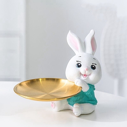 Easter Resin Rabbit Tray Display Decoration, for Porch Key Storage Home Living Room Desktop Office Ornaments