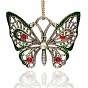 Antique Silver Plated Alloy Enamel Butterfly Pendants, with Rhinestone and Acrylic Pearl Cabochons, 57x47x7mm, Hole: 10x12mm