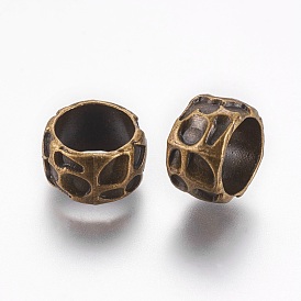 Rondelle Tibetan Style Alloy Beads, Lead Free & Cadmium Free, Large Hole Beads, 13x7.7mm, Hole: 8.7mm