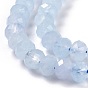 Natural Aquamarine Beads Strands, Rondelle, Faceted