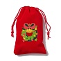 Bolsas de terciopelo rectangulares con tema navideño, con cuerda de nylon, bolsas con cordón, para envolver regalos
