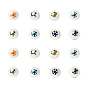 80Pcs 8 Colors Christmas Opaque Glass Beads, Round with Electroplate Snowflake Pattern