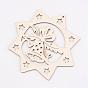 Undyed Wooden Pendants, Eight Pointed Star, for Christmas Theme