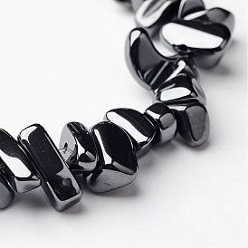 Non-magnetic Synthetic Hematite Beads Strands, Chip, Black, 5~8x5~8mm, Hole: 0.8mm, about 125pcs/strand, 16 inch
