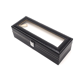 Imitation PU Leather Watch Presentation Boxes, with 6 Slots and Lint Pillows, Rectangle