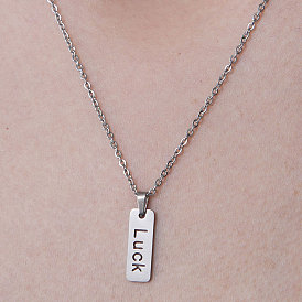 201 Stainless Steel Word Luck Pendant Necklace