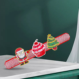 Новогодняя елка, кекс и Санта-Клаус, сделай сам, наборы браслетов с алмазной росписью, включая ремешок на запястье, смола стразы, алмазная липкая ручка, поднос тарелка и клей глина