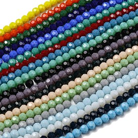 Opaque Glass Beads Stands, Faceted(32 Facets), Round