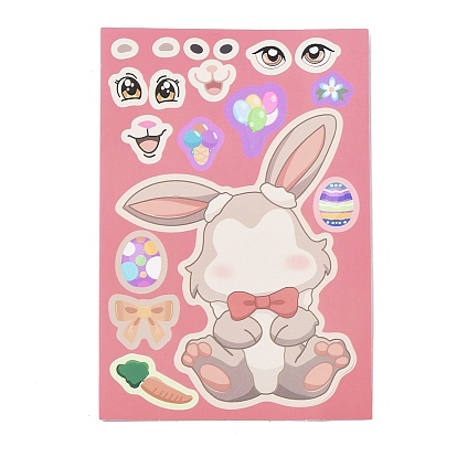 8Pcs Easter Make your Own Face PVC Self Adhesive Cartoon Stickers, Waterproof Decals for Easter party Supplies