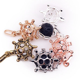 Brass Bead Cage Pendants, for Chime Ball Pendant Necklaces Making, Hollow Tortoise Charm