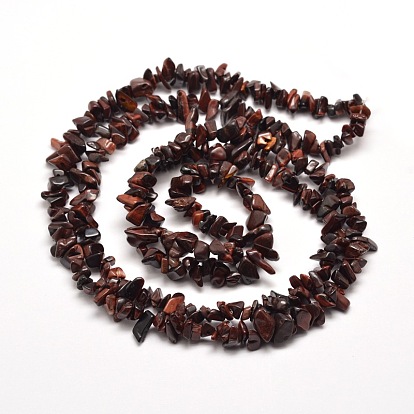 Natural Tiger Eye Chip Bead Strands, Dyed & Heated, 5~8x5~8mm, Hole: 1mm, about 31.5 inch