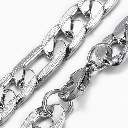 Trendy Men's 304 Stainless Steel Figaro Chain Bracelets, with Lobster Claw Clasps