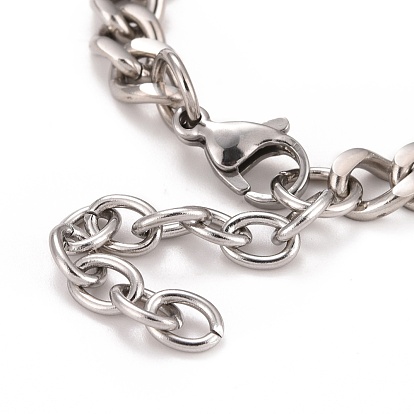 Rectangle avec mot bracelet à maillons true love avec strass, 304 bijoux en acier inoxydable pour hommes femmes