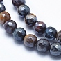 Electroplate Natural Tiger Eye Beads Strands, Faceted, Round