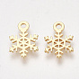 Brass Charms, Nickel Free, Real 18K Gold Plated, Snowflake