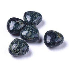 Natural Kambaba Jasper Heart Love Stone, Pocket Palm Stone for Reiki Balancing