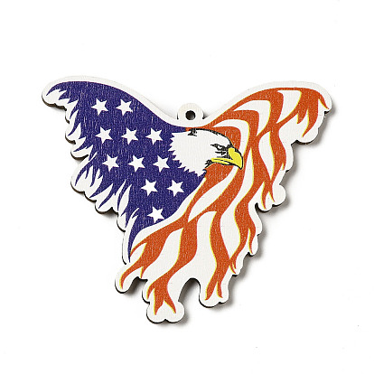 Pendentifs en bois de tremble imprimés sur le thème du drapeau américain, charme d'aigle