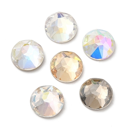 K 5 cabujones de diamantes de imitación de cristal, espalda y espalda planas, facetados, semicírculo