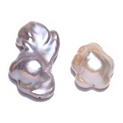 Perles de perles keshi nucléées naturelles baroques, perle de culture d'eau douce, fleur