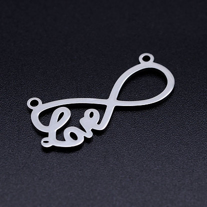 201 Stainless Steel Pendants, Infinity with Word Love, For Valentine's Day Jewelry Making
