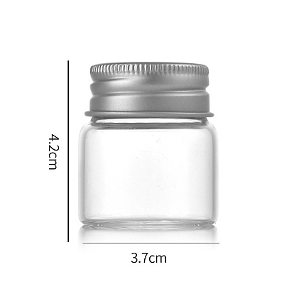 Botellas de vidrio transparente contenedores de cuentas, tubos de almacenamiento de cuentas con tapa de rosca y tapa de aluminio, columna