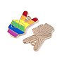 Rainbow Color Pride Alloy Enamel Pendants, Victory Sign Hand Charm, Light Gold