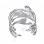 304 brazalete abierto ondulado de acero inoxidable, anillo hueco grueso para mujer