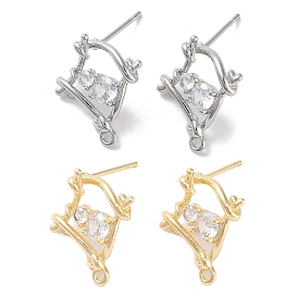 Brass Micro Pave Cubic Zirconia Stud Earring Findings