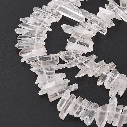 Natural Quartz Crystal Beads Strands, Rock Crystal Beads, Nuggets, 12~26x2~6x2~5mm, Hole: 1mm, 15 inch