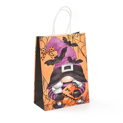Подарочные пакеты из крафт-бумаги на тему Хэллоуина, сумки для покупок, прямоугольные, красочный