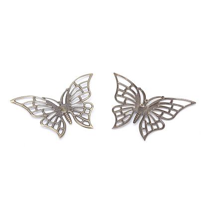 Iron Pendants, Etched Metal Embellishments, Butterfly