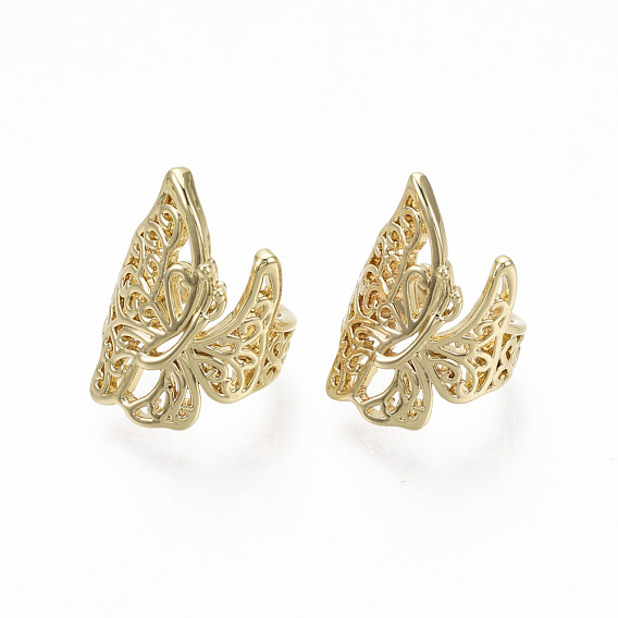 Brass Cuff Earrings, Nickel Free, Butterfly