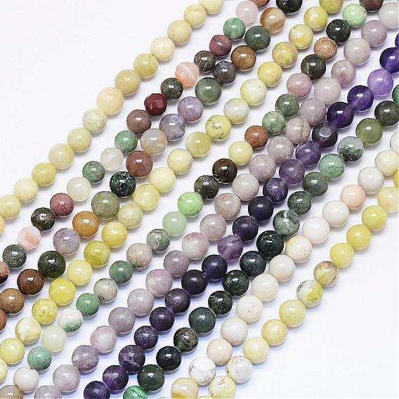 Pierre naturelle assortis rondes rangées de perles